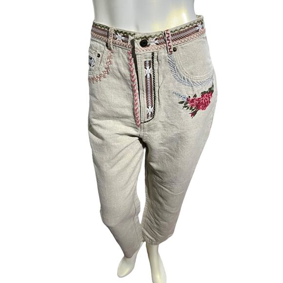 Vintage Country Store Embroidered Linen Blend High-Rise Pants Size 10 - Picture 13 of 13